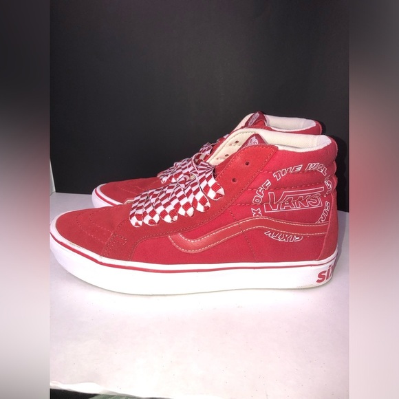 Vans Other - 🍄Vans Red High-Tops with Checkered Laces🍄